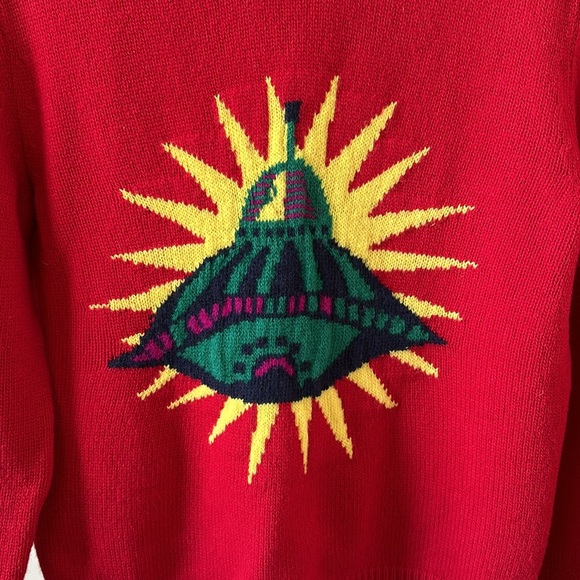 New Gucci 100% wool UFO alien spaceship intarsia knit cropped sweater jumper - Picture 10 of 16